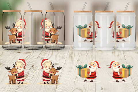 Glass Can Playful Christmas Santa Sublimation artnoy 