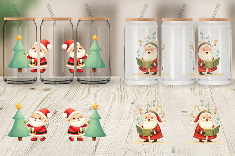 Glass Can Playful Christmas Santa Sublimation artnoy 