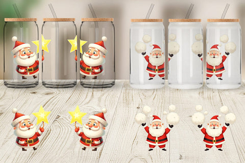 Glass Can Playful Christmas Santa Sublimation artnoy 