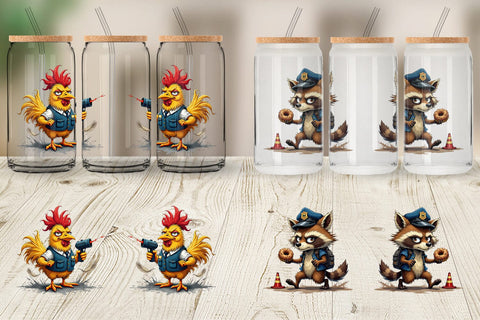 Glass Can Police Chaos Critters Sublimation artnoy 