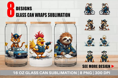 Glass Can Police Chaos Critters Sublimation artnoy 