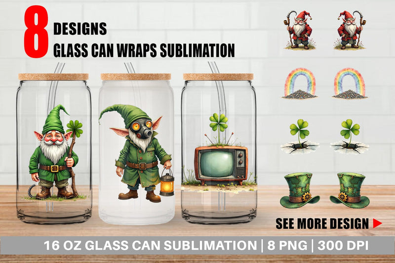 Glass Can Post-Apocalyptic Paddy Wasteland St. Patrick's Sublimation artnoy 