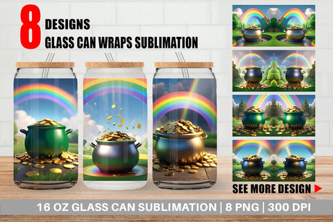 Glass Can Pot of Gold Patrick's Day Sublimation artnoy 