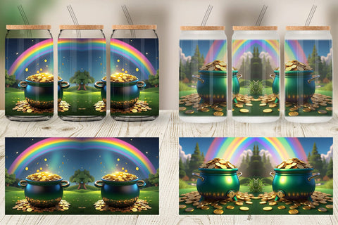 Glass Can Pot of Gold Patrick's Day Sublimation artnoy 