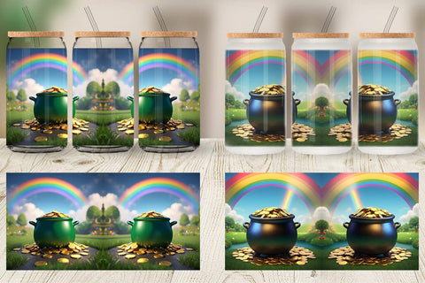 Glass Can Pot of Gold Patrick's Day Sublimation artnoy 