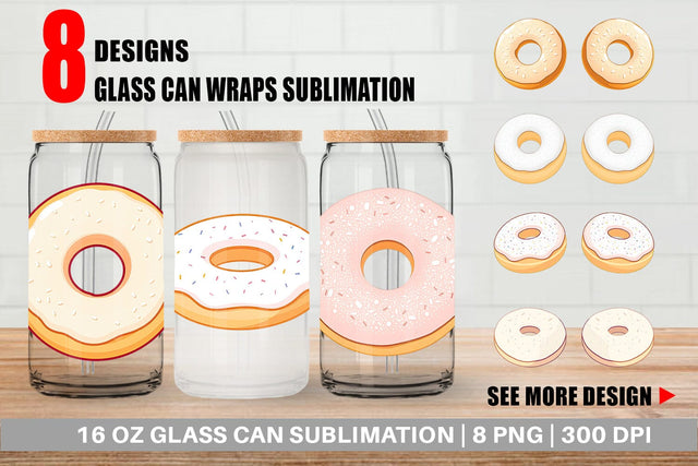 Glass Can Powdered Donut Sublimation artnoy 