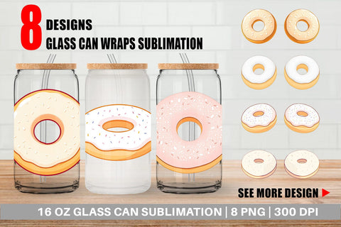 Glass Can Powdered Donut Sublimation artnoy 