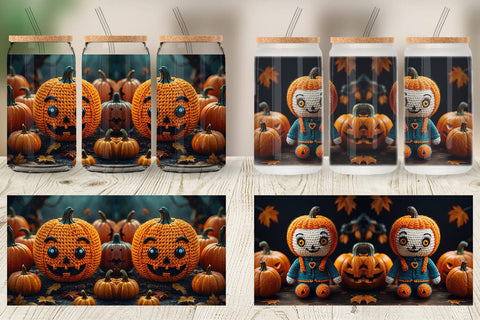 Glass Can Pumpkin Knitted Sublimation artnoy 