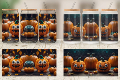 Glass Can Pumpkin Knitted Sublimation artnoy 