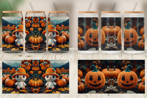 Glass Can Pumpkin Knitted Sublimation artnoy 