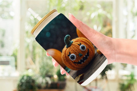 Glass Can Pumpkin Knitted Sublimation artnoy 