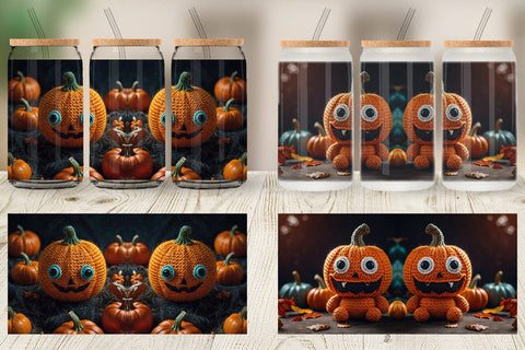 Glass Can Pumpkin Knitted Sublimation artnoy 