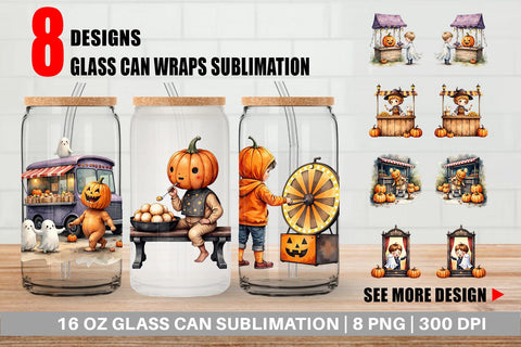 Glass Can Pumpkin Market Adventure Sublimation artnoy 