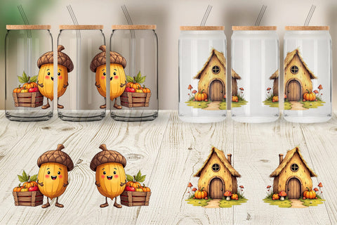 Glass Can Pumpkin Patch Pals Sublimation artnoy 
