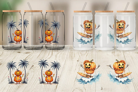 Glass Can Pumpkin Patch Summer Sublimation artnoy 