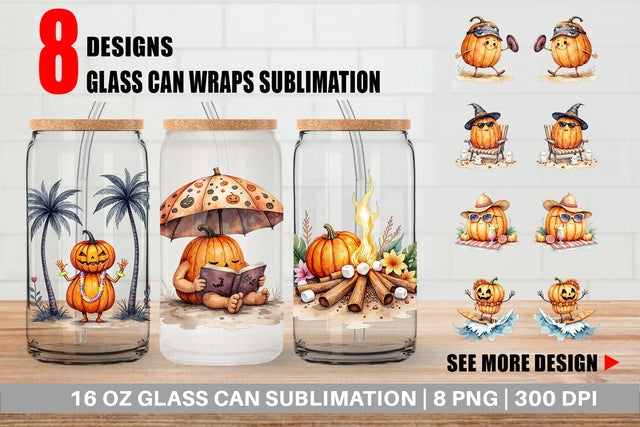 Glass Can Pumpkin Patch Summer Sublimation artnoy 