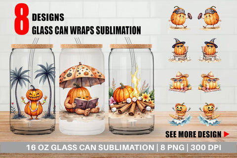 Glass Can Pumpkin Patch Summer Sublimation artnoy 