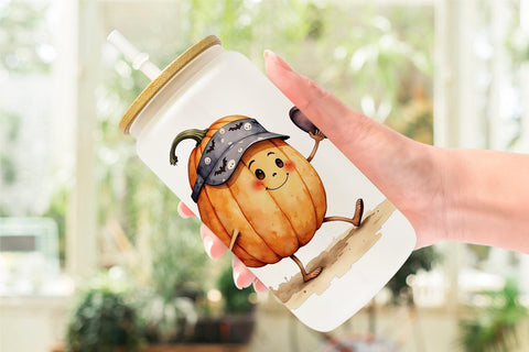 Glass Can Pumpkin Patch Summer Sublimation artnoy 