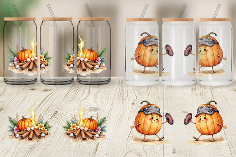 Glass Can Pumpkin Patch Summer Sublimation artnoy 