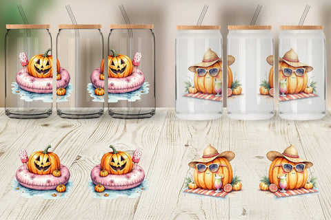 Glass Can Pumpkin Patch Summer Sublimation artnoy 