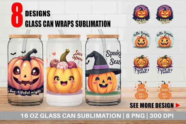 Glass Can Pumpkin Quotes Sublimation artnoy 