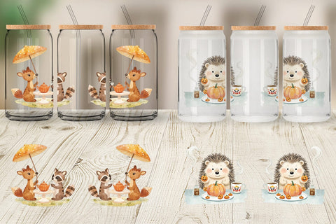 Glass Can Pumpkin Tea Animals Sublimation artnoy 