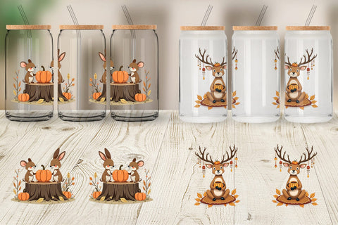 Glass Can Pumpkin Tea Animals Sublimation artnoy 