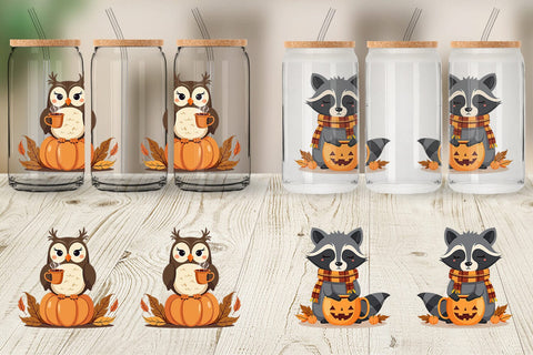Glass Can Pumpkin Tea Animals Sublimation artnoy 