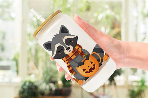 Glass Can Pumpkin Tea Animals Sublimation artnoy 