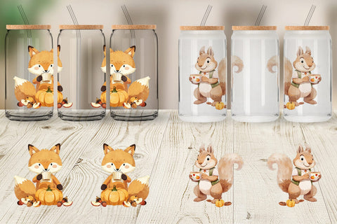 Glass Can Pumpkin Tea Animals Sublimation artnoy 