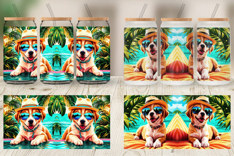 Glass Can Puppies in Summer Sublimation artnoy 