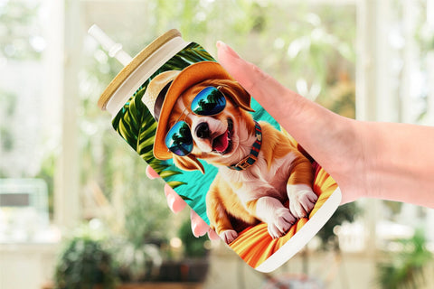 Glass Can Puppies in Summer Sublimation artnoy 