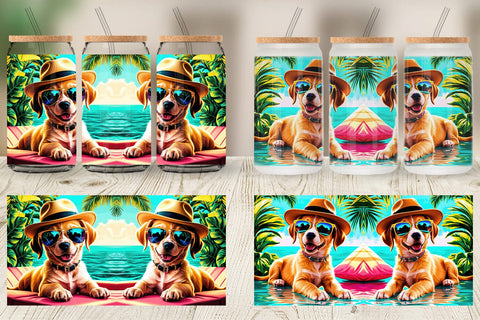 Glass Can Puppies in Summer Sublimation artnoy 