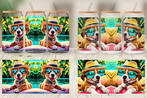 Glass Can Puppies in Summer Sublimation artnoy 