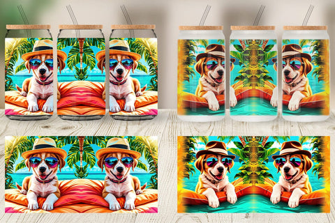 Glass Can Puppies in Summer Sublimation artnoy 