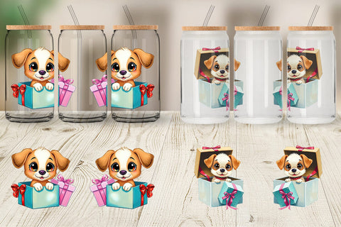 Glass Can Puppy Gift Sublimation artnoy 