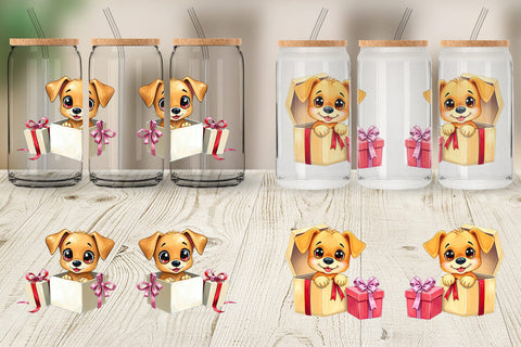 Glass Can Puppy Gift Sublimation artnoy 