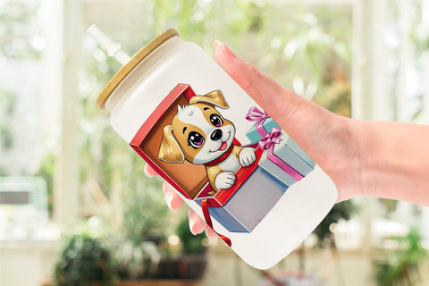 Glass Can Puppy Gift Sublimation artnoy 