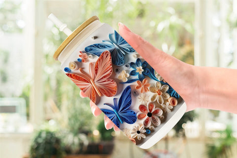 Glass Can Quilling Butterflies Sublimation artnoy 