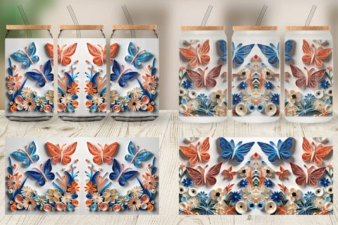 Glass Can Quilling Butterflies Sublimation artnoy 
