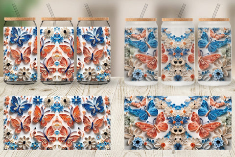 Glass Can Quilling Butterflies Sublimation artnoy 