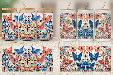 Glass Can Quilling Butterflies Sublimation artnoy 