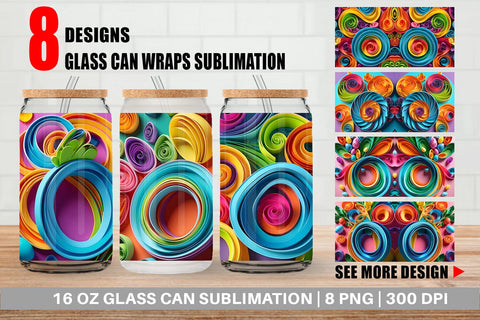 Glass Can Quilling Paper Colorful Sublimation artnoy 