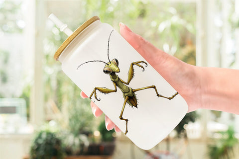 Glass Can Quirky Garden Critters Inked Watercolor Illustrations Sublimation artnoy 