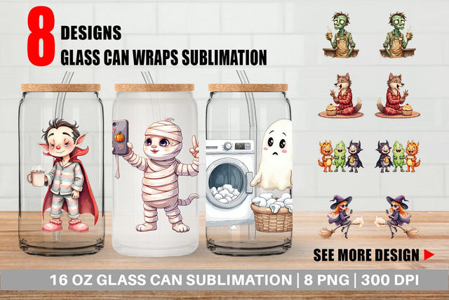 Glass Can Quirky Halloween Sublimation artnoy 