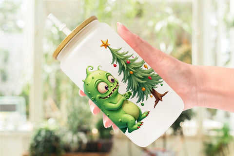 Glass Can Quirky Monster Christmas Sublimation artnoy 