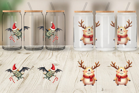 Glass Can Quirky Monster Christmas Sublimation artnoy 