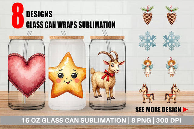 Glass Can Quirky Nordic Crafts Sublimation artnoy 