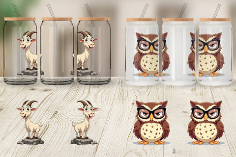 Glass Can Quirky Sarcastic Animals Sublimation artnoy 