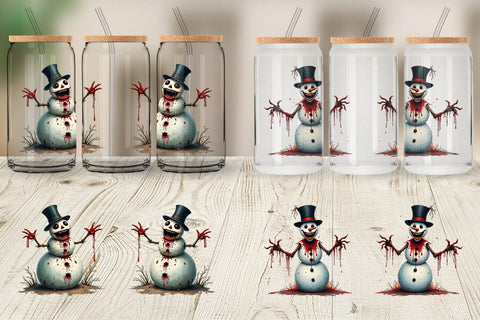 Glass Can Quirky Snowman Sublimation artnoy 